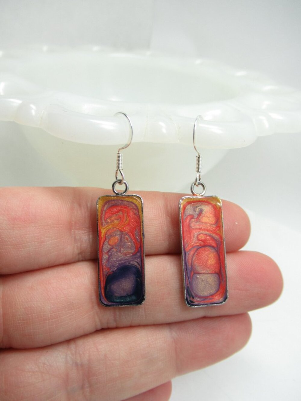 Rectangular Pebeo earrings - Picture 3 of 8